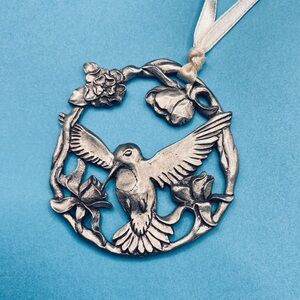 Vintage Pewter Hummingbird Double Sided Hanging By SEAGULL PEWTER Canada 1999